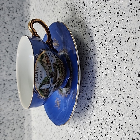 Hand Painted Canada Souvenir Tea Cup & Saucer, Made in Japan, Iridescent Blue - Picture 6 of 6